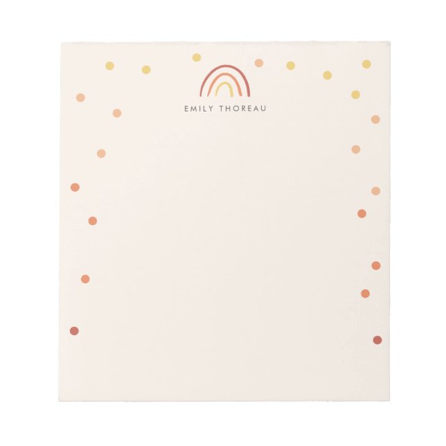 Blush Pink Terracotta Rainbow Confetti Custom Cute Notepad (Front)