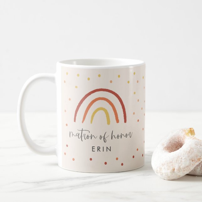 Blush Pink Terracotta Rainbow Cute Matron of Honou Coffee Mug (With Donut)