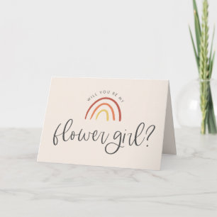 Blush Pink Terracotta Rainbow Flower Girl Proposal Card
