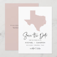 Blush Pink Texas Map Modern Minimalist Script