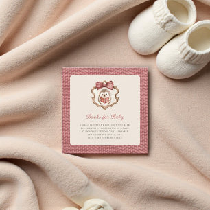 Blush Pink Textured Hedgehog Baby Shower Book  Enclosure Card
