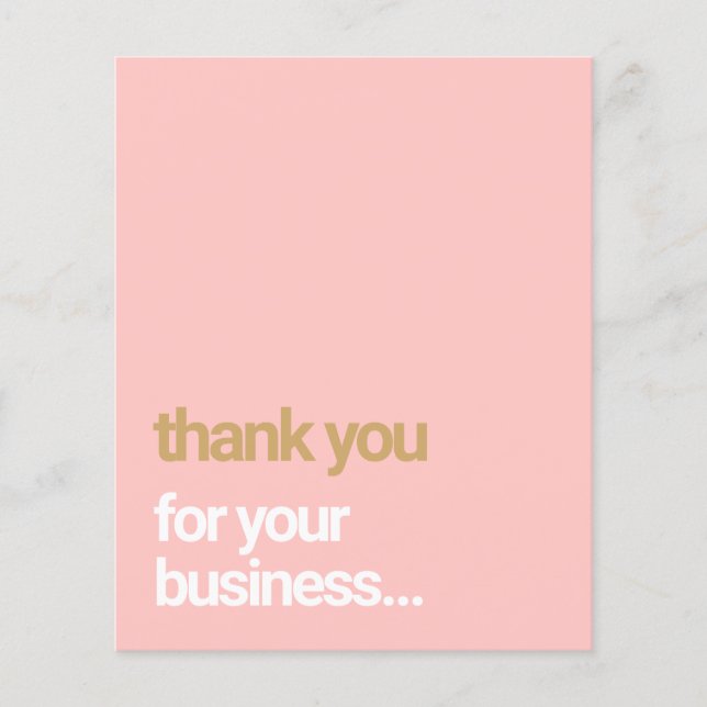 Blush Pink  Thank You Customer Appreciation Insert Flyer (Front)