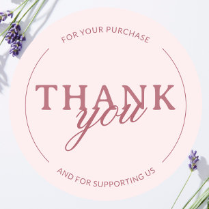 Blush Pink Thank you Feminine Minimalist Sticker