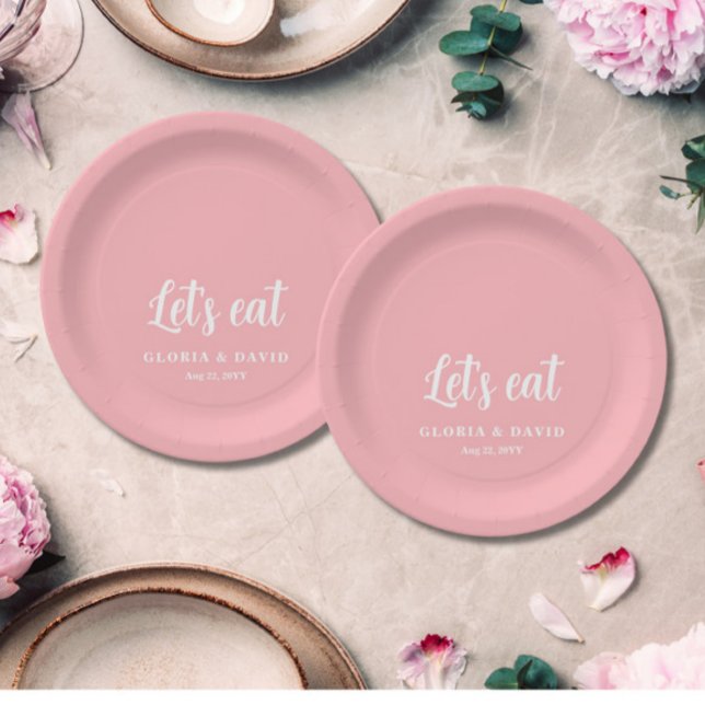 Blush Pink Thank You Wedding  Paper Plate (Creator Uploaded)