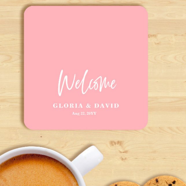 Blush Pink Thank You Wedding  Round Paper Coaster (Creator Uploaded)