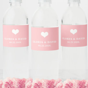Blush Pink Thank You Wedding Water Bottle Label