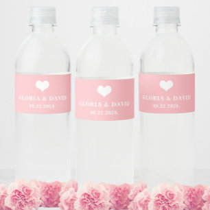 Blush Pink Thank You Wedding Water Bottle Label