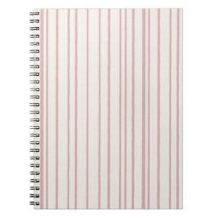 Blush Pink Thin Stripe Pattern Minimal Boho Notebook