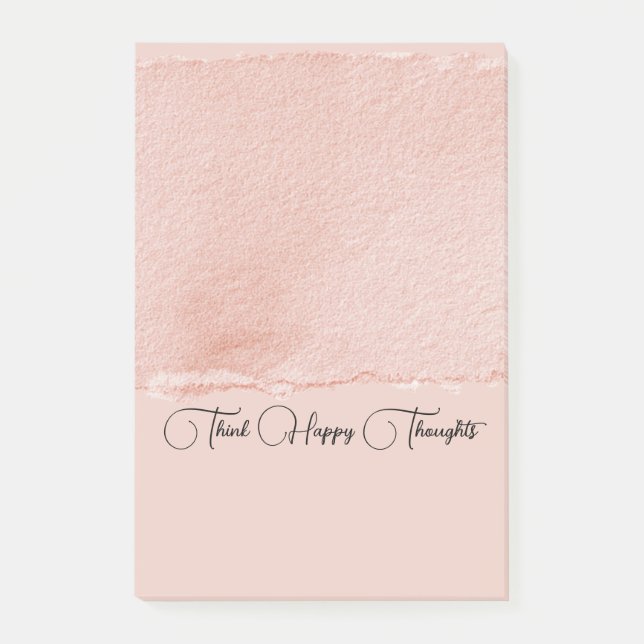 Blush Pink Think Happy Thoughts Post-it Notes (Front)