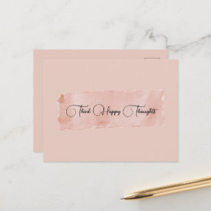 Blush Pink Think Happy Thoughts Postcard