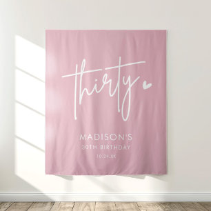 Blush Pink Thirty 30th Birthday Party Photo Booth Tapestry