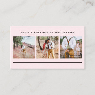 Blush Pink Three Photo | Minimalist Photography Business Card
