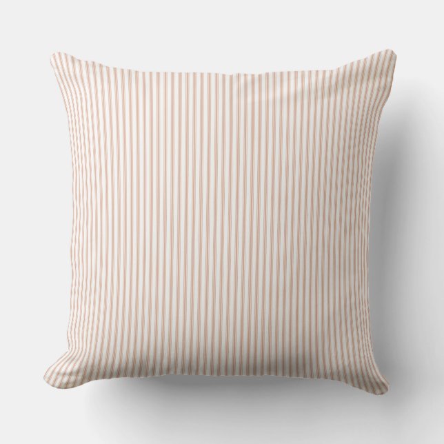 Blush Pink Ticking Stripe  Cushion (Front)