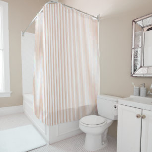 Blush Pink Ticking Stripe Shower Curtain