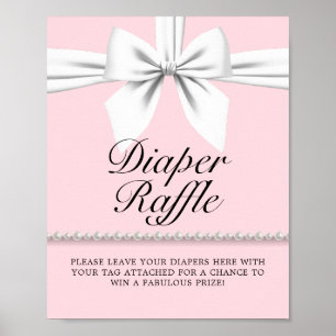 Blush Pink Tiffany Baby Shower Diaper Raffle Poster