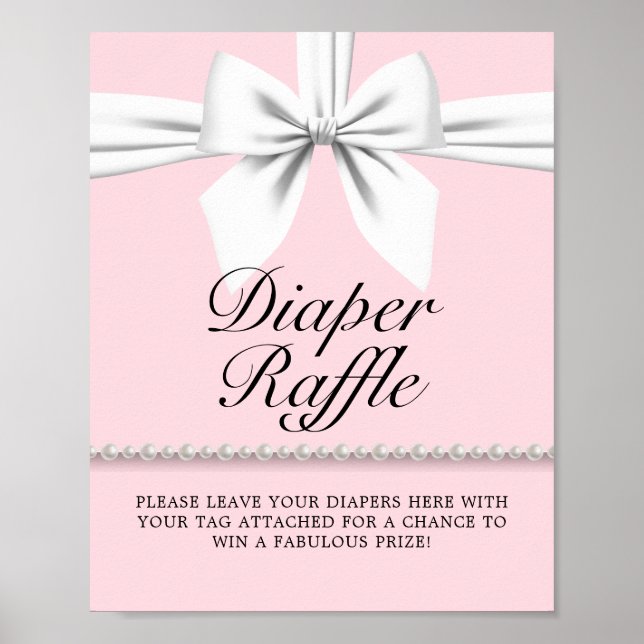 Blush Pink Tiffany Baby Shower Diaper Raffle Poster (Front)
