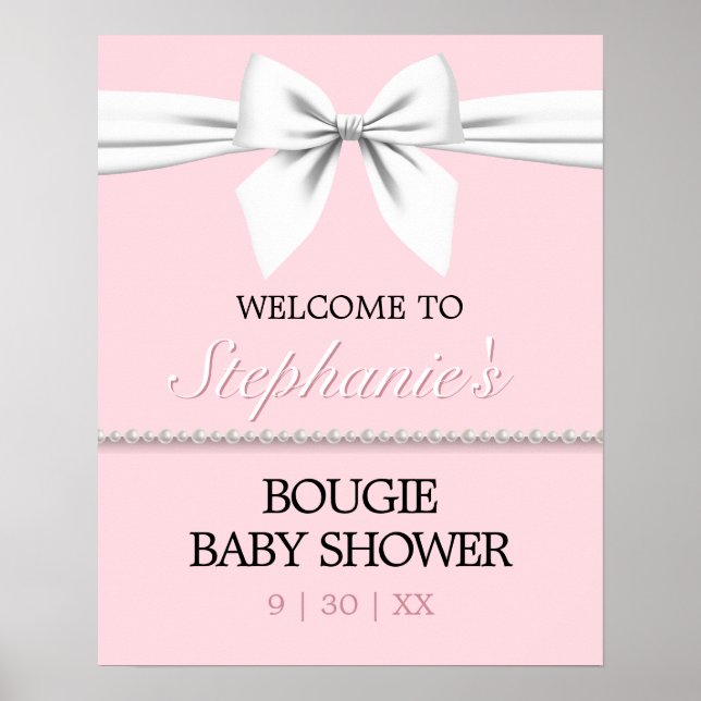 Blush Pink Tiffany Baby Shower Welcome Sign (Front)