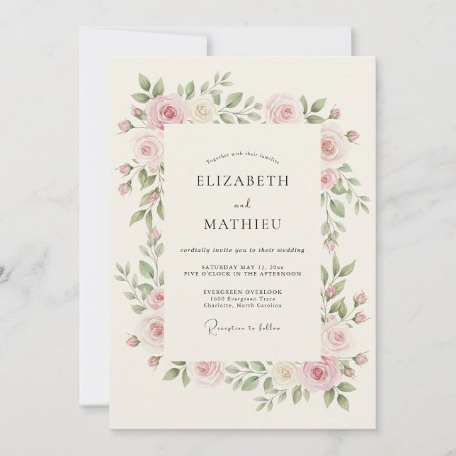 Blush Pink Timeless Spring Wedding Invitation (Front)