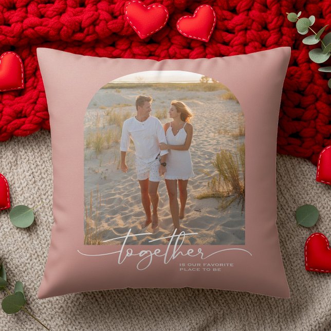 Blush Pink Together Typography Couple Valentine Cushion (Creator Uploaded)