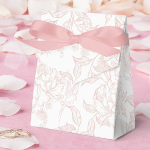 Blush Pink Toile de Jouy Floral Peony Botanical Vi Favour Box
