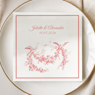 Blush Pink Toile de Jouy Wedding Paper Napkins