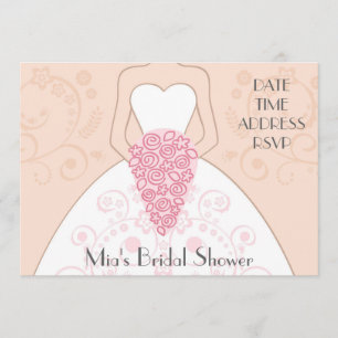 Blush pink traditional elegant bridal shower invitation