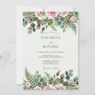 Blush Pink Tranquil Botanical Wedding Invitation