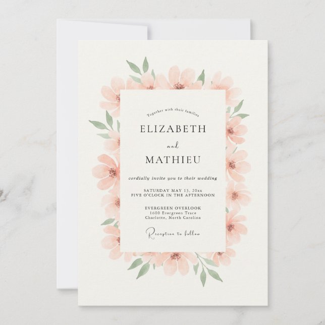 Blush Pink Tranquil Spring Wedding Invitation (Front)