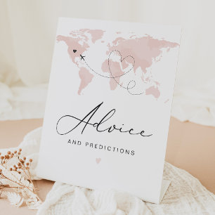 Blush Pink Travel Themed Guest Check In Pedestal Sign