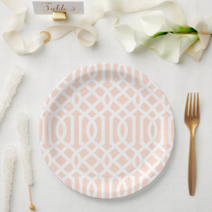 Blush Pink Trellis Paper Plate