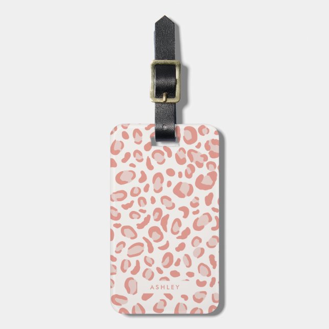 Blush Pink Trendy Leopard Pattern Luggage Tag (Front Vertical)