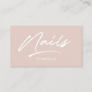 Blush Pink Trendy Modern Minimalist Nail Artist B Business Card