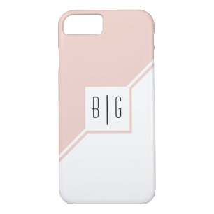 Blush pink triangles, monogram modern geometric iPhone 8/7 case
