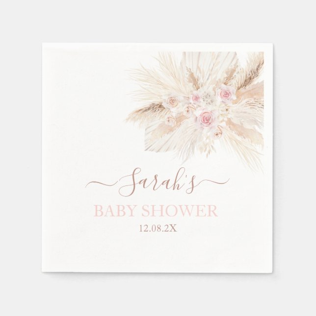  Blush pink Tropical Baby Shower Napkins (Front)