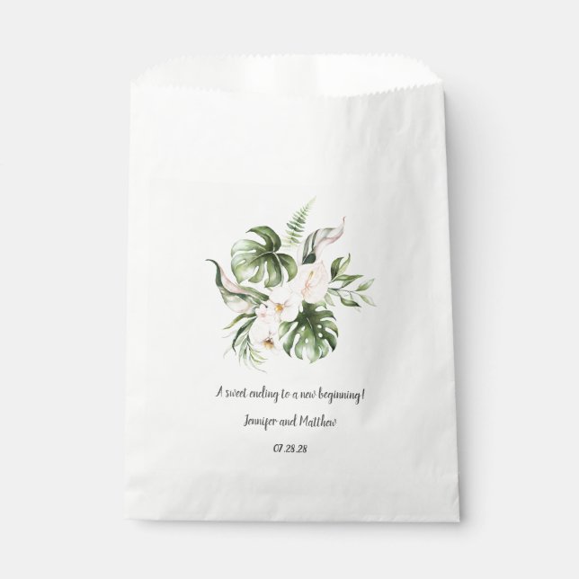 Blush Pink Tropical Floral Wedding Favour Favour Bag (Front)