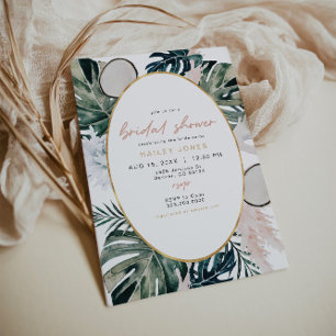 Blush Pink Tropical Palm Pampas Bridal Shower Invi Invitation