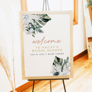 Blush Pink Tropical Palm Pampas Bridal Shower Post Poster