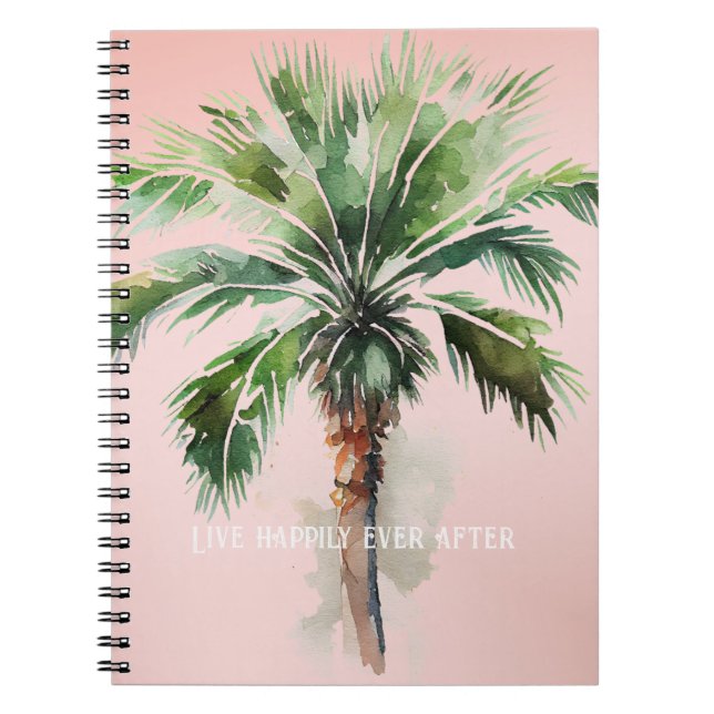 Blush Pink Tropical Palm Tree   Notebook (Front)