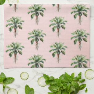 Blush Pink Tropical Palm Tree  Tea Towel