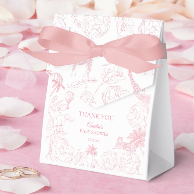 Blush Pink Tropical Safari Animals Baby Shower Favour Box (Wedding)