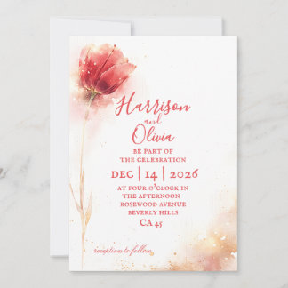 Blush Pink Tulip Floral Elegant Wedding invitation