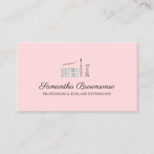 Blush Pink Tweezer Curler Extensions Eyelash Business Card