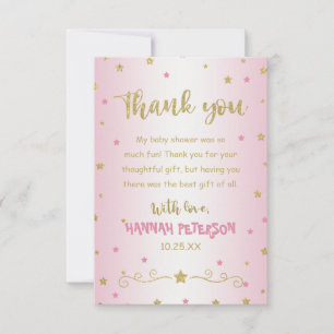 Blush Pink Twinkle Twinkle Little Star Baby Shower Thank You Card