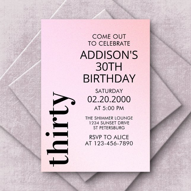 Blush Pink Typography Birthday Invitation (Creator Uploaded)
