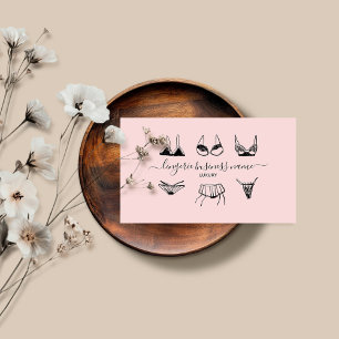 Blush pink underwear fashion shop Lingerie Business Card