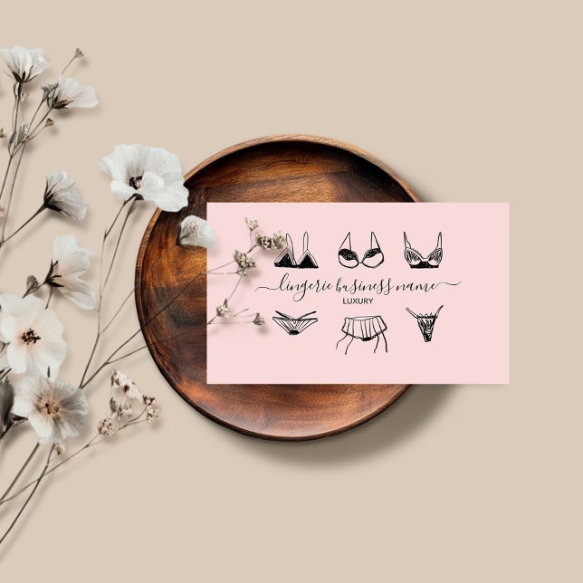 Blush pink underwear fashion shop Lingerie Business Card (Creator Uploaded)