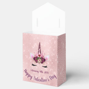 Blush Pink Unicorn Valentine's Day Party Sparkle Favour Box