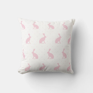 Blush Pink Upright Bunnies with Mini Dots Pattern. Cushion
