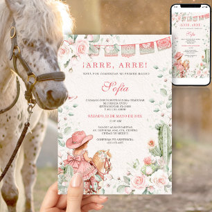 Blush Pink Vaquerita Primer Rodeo Cumpleaños Niña Invitation
