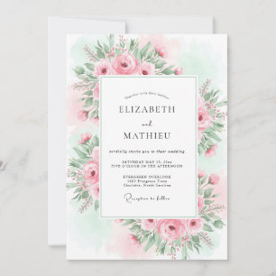 Blush Pink Verdant Spring Wedding Invitation